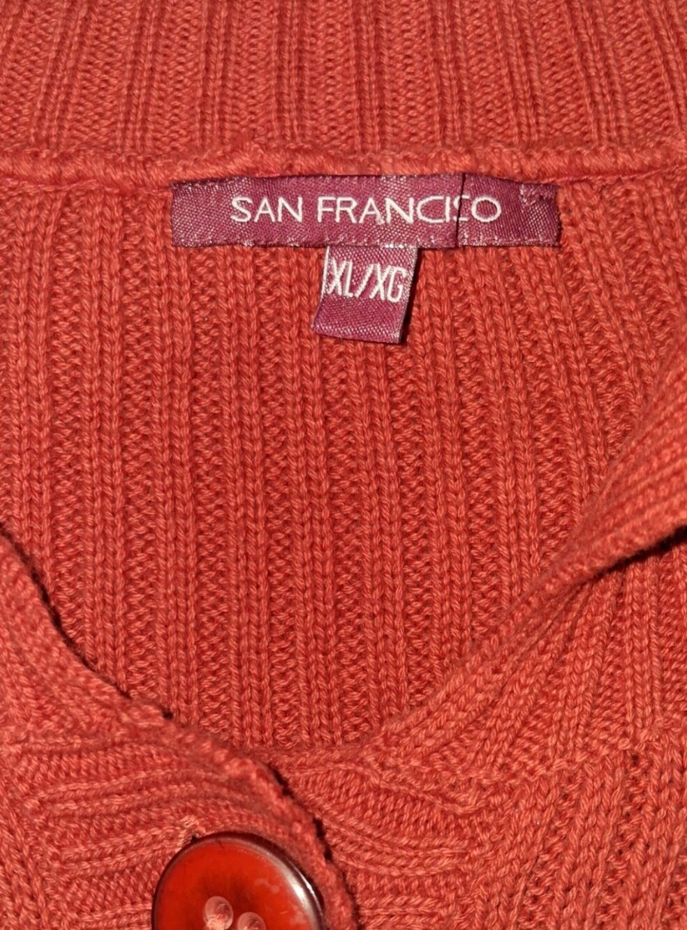Women's Rust Ribbed Button Sweater